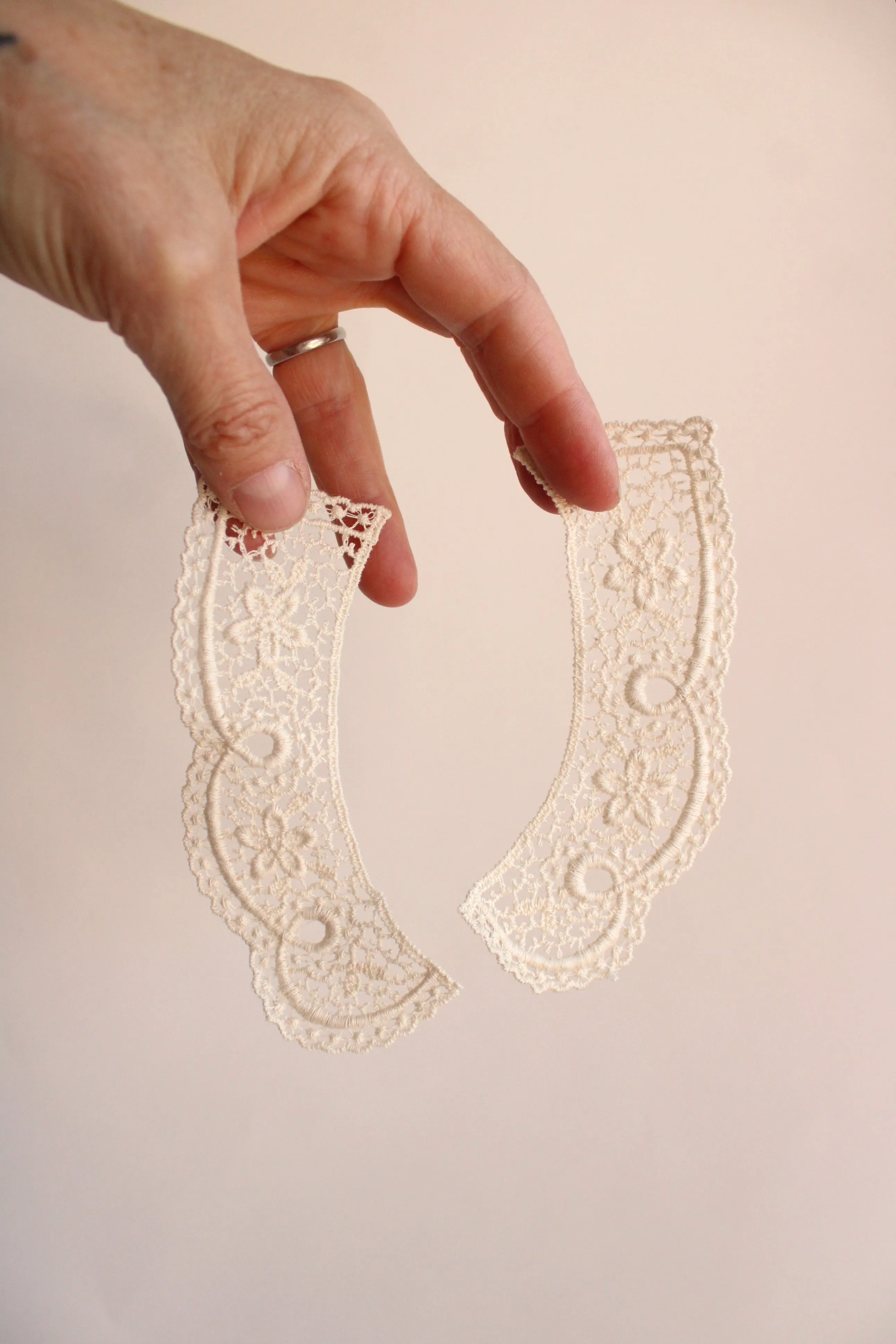 Vintage Ivory Crochet Appliques With Crocheted Flowers