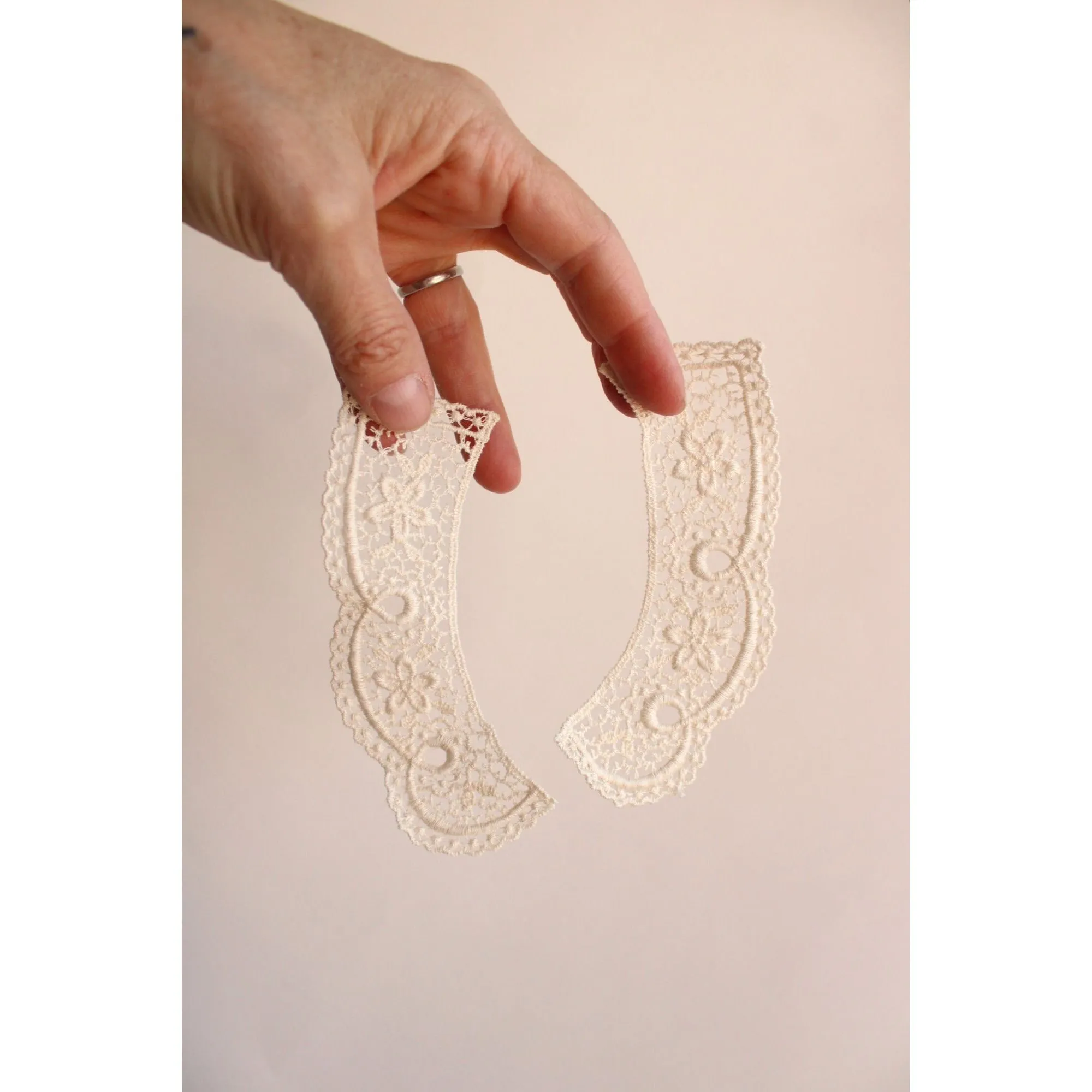 Vintage Ivory Crochet Appliques With Crocheted Flowers