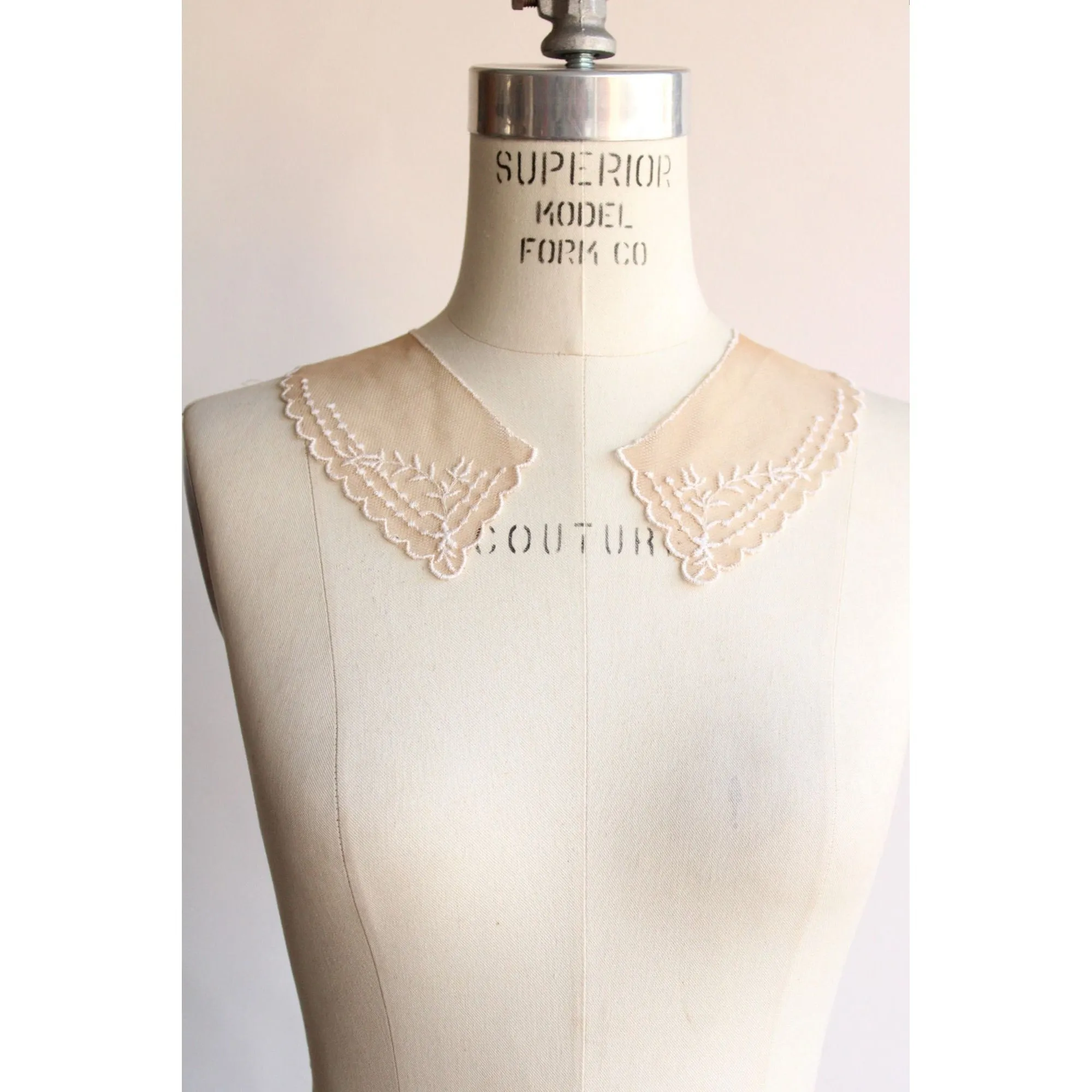 Vintage Pair of 9" Long Ivory Lace Collar Appliques