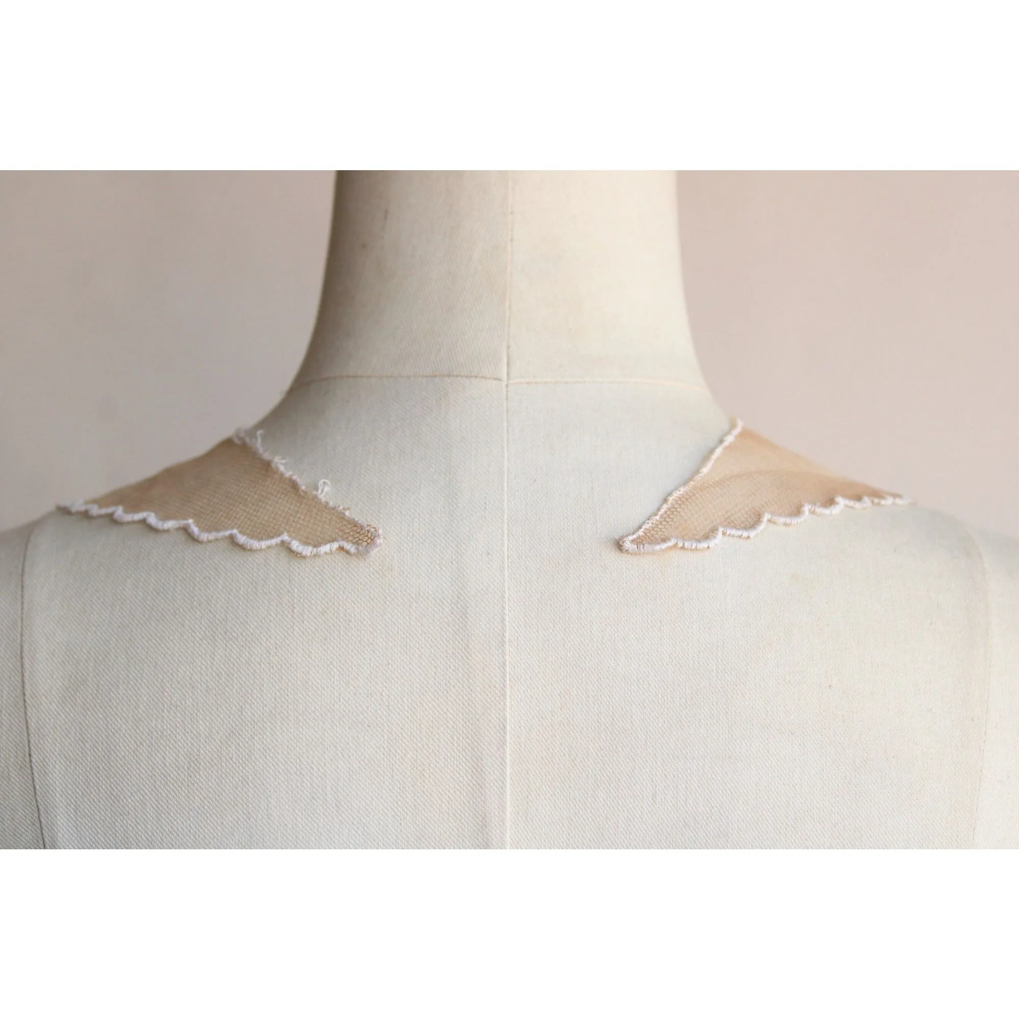 Vintage Pair of 9" Long Ivory Lace Collar Appliques