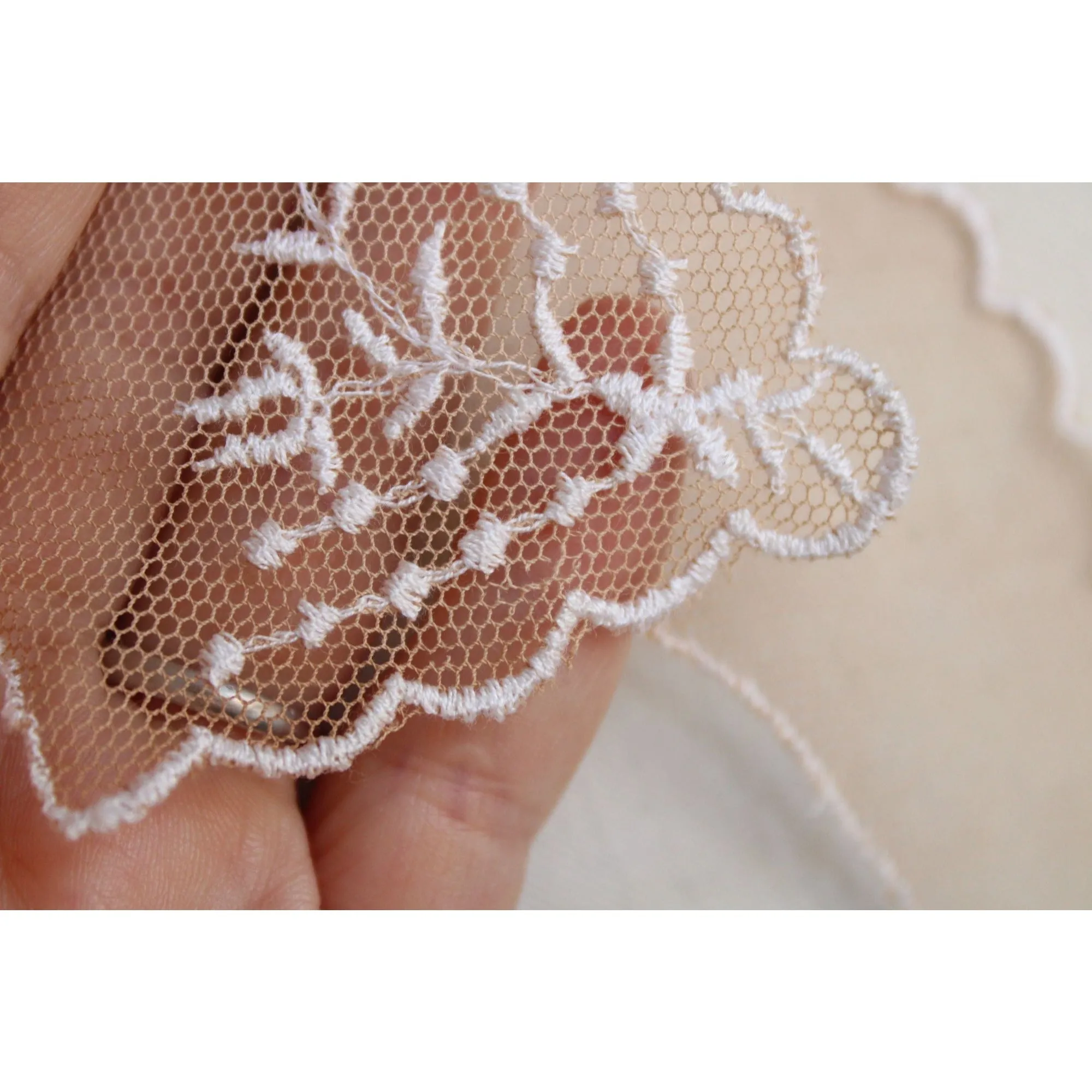 Vintage Pair of 9" Long Ivory Lace Collar Appliques