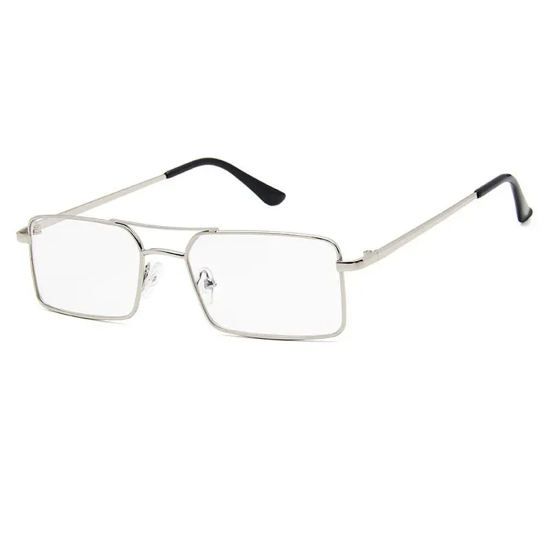 Vintage Rectangle style Double Bridges Women Sunglasses Metal Frame Ocean Clear Lens UV400