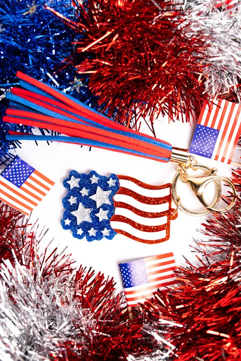 Viola Patriotic Flag Acrylic Keychain
