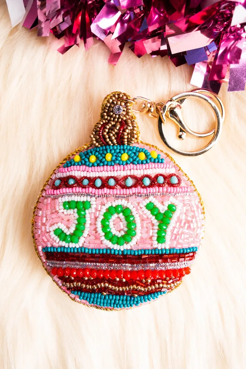 Viola Pink Joy Seed Bead Keychain