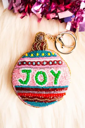 Viola Pink Joy Seed Bead Keychain