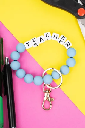 Viola Teacher Blue Beaded Bracelet Keychain