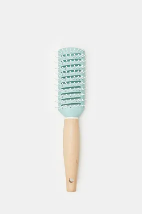 Women Beige And Blue Hair Brush