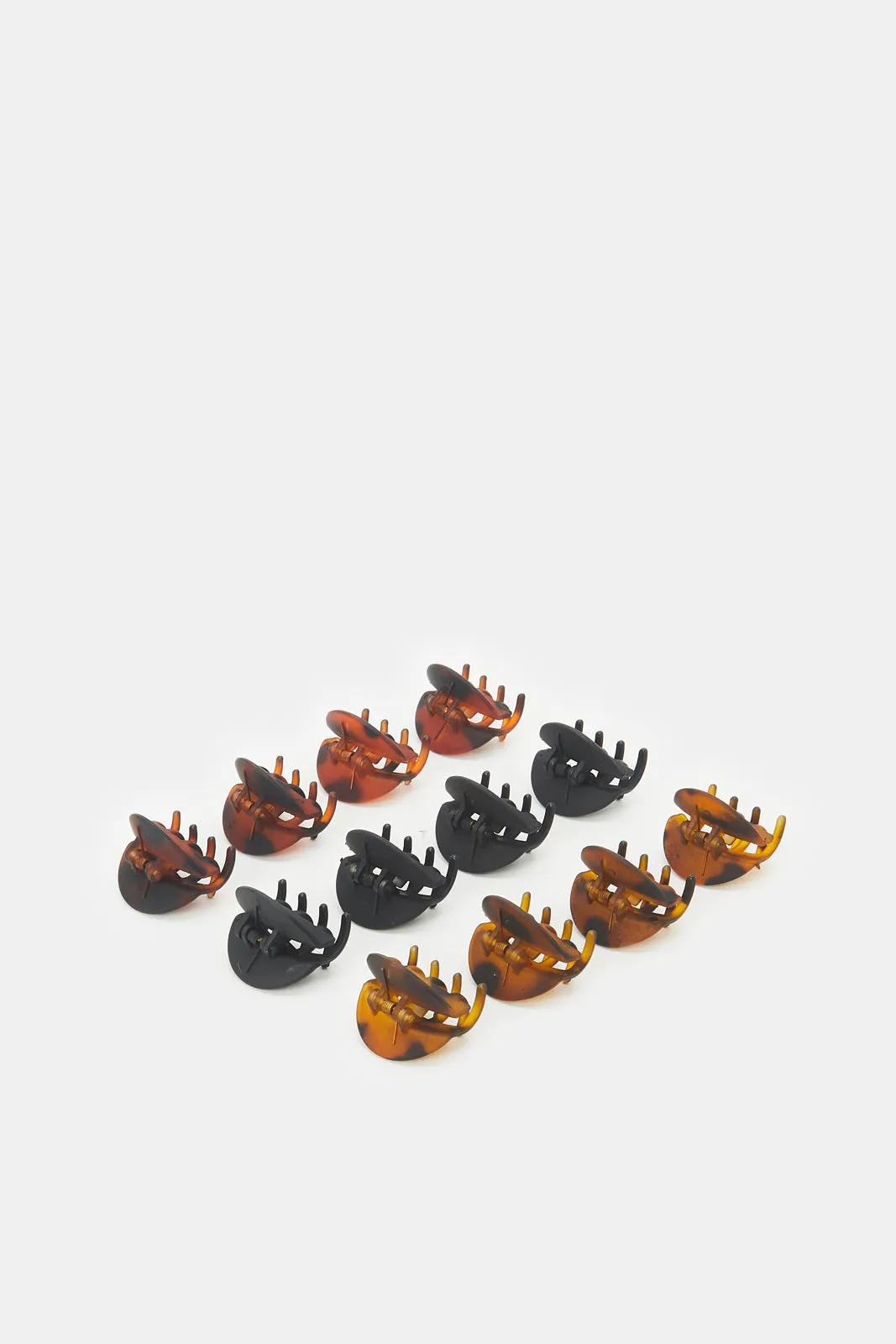 Women Black And Brown Hair Clip Set (12 Piece)