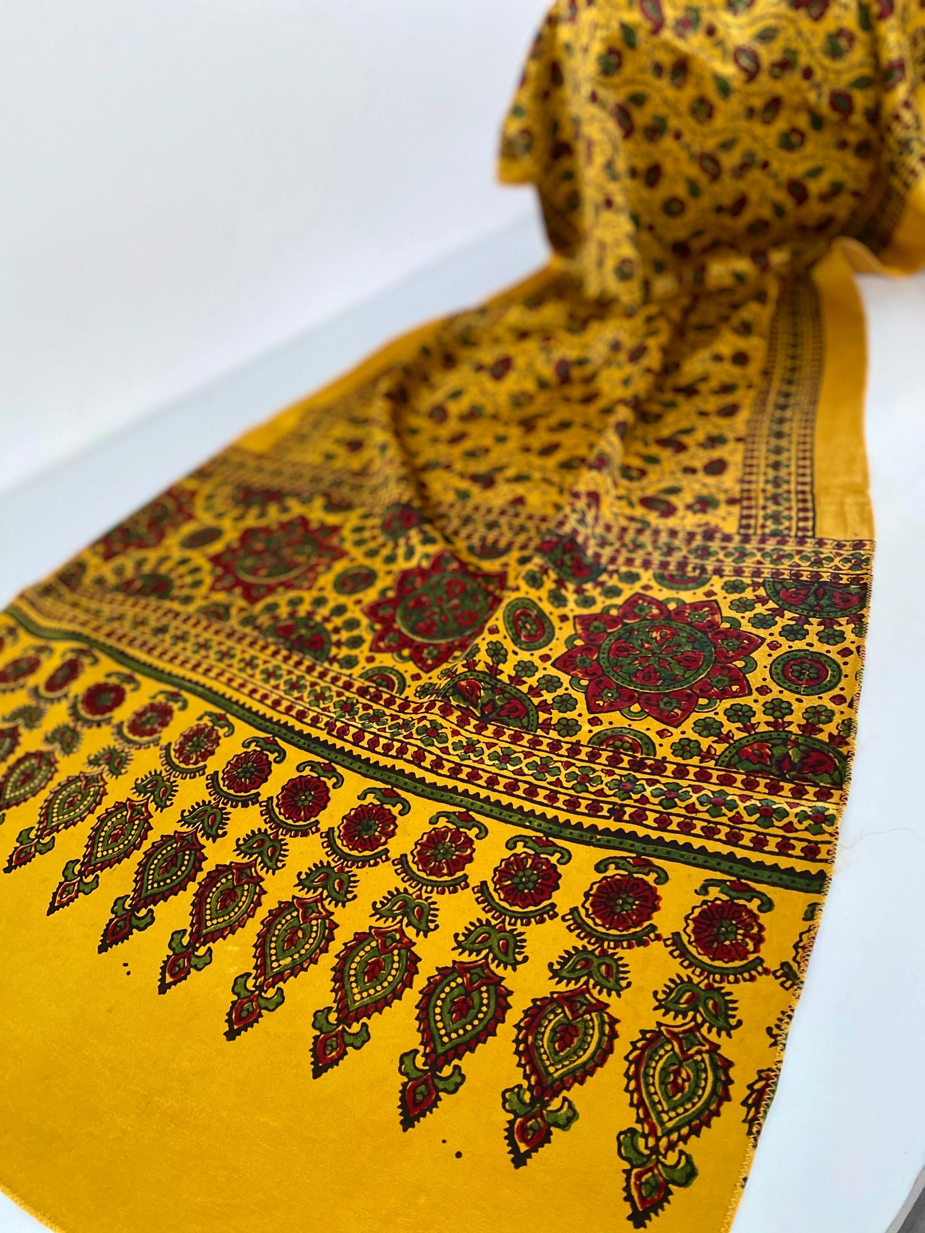 Wood Block Print Mashru Silk Pashmina Scarf - Style 4 | Pashmina Shawl | Pashmina Scarves | Handmade Scarves | Scarf Gift for Her