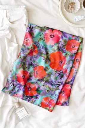 Xander Kostroma - All Over Hand Painted Poppy Floral Viscose Scarf for Women - 180 x 70cm - Limited Edition - Sustainable and Stylish Fashion - Perfect for Everyday Wear